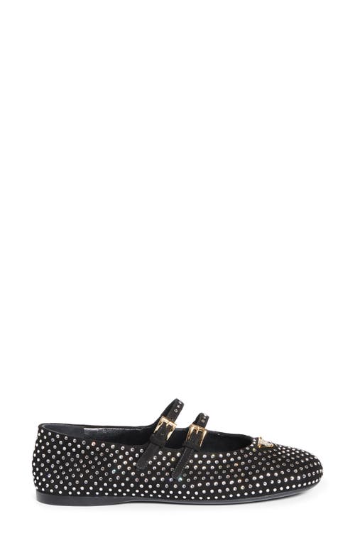 Prada Crystal Saffiano Dual Mary Jane Ballerina Flats In Cristal