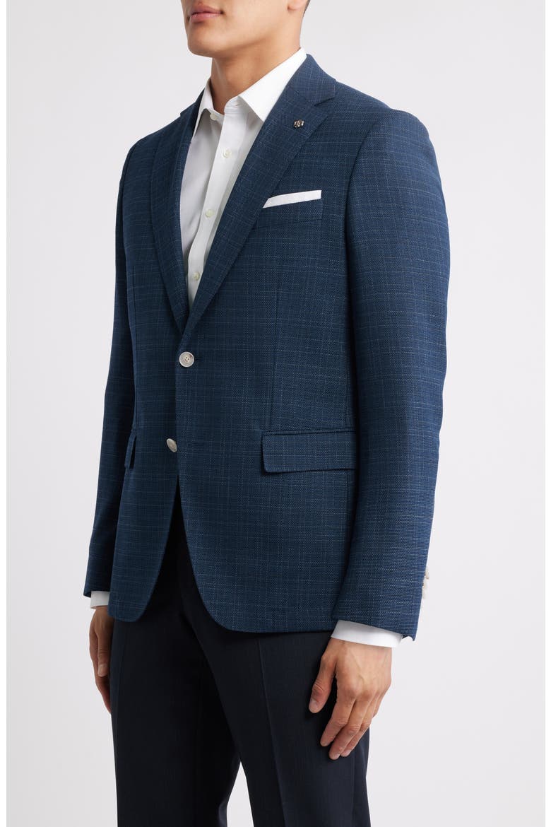 Hutson Slim Fit Slub Dark Blue Plaid Sport Coat, Alternate, color, DARK BLUE