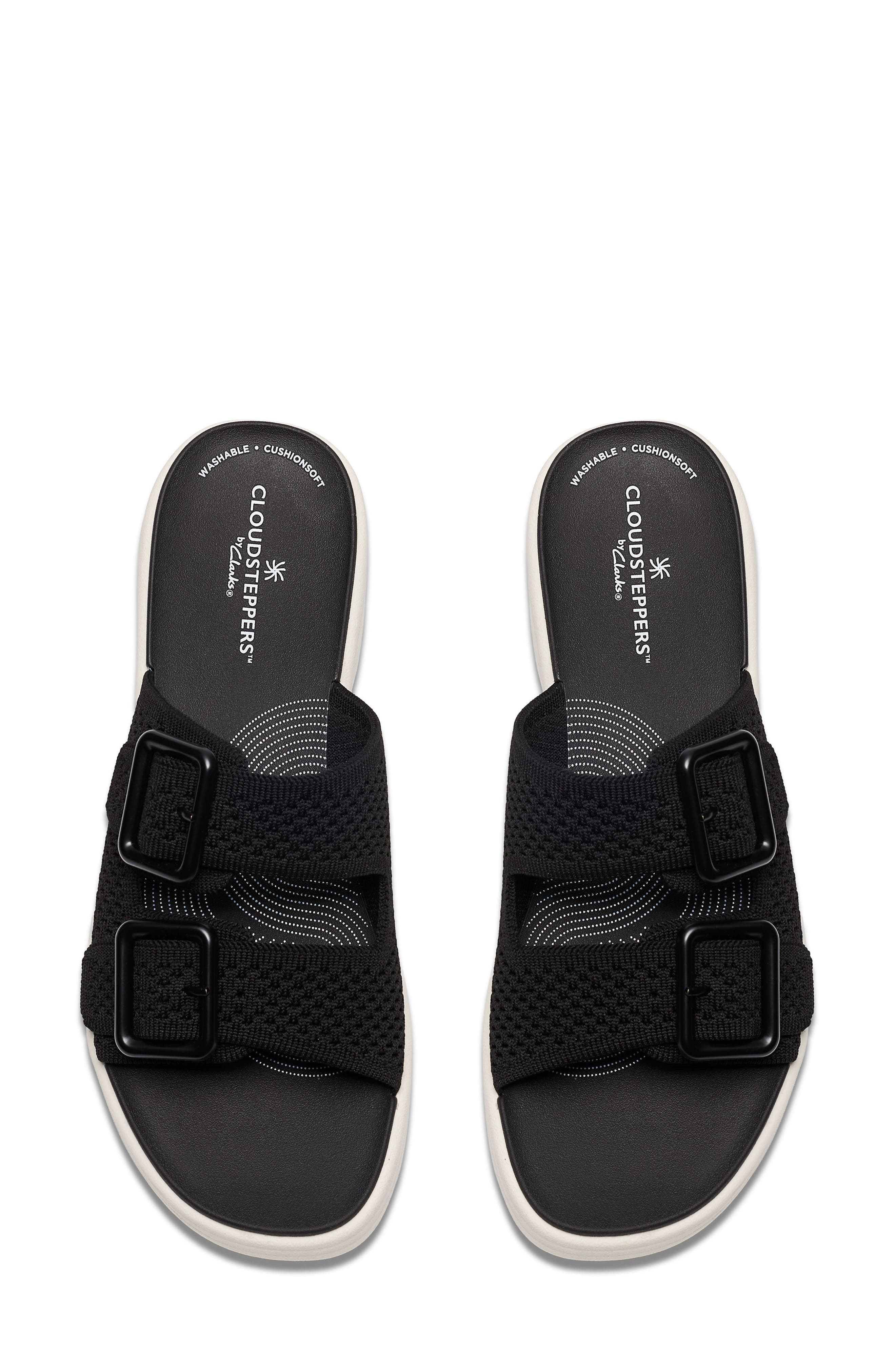 Clarks<sup>®</sup> Drift Faye Wedge Slide Sandal, Alternate, color, Black