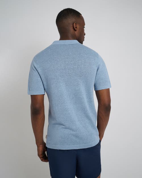 Onia Linen Sweater Polo In Baby Blue