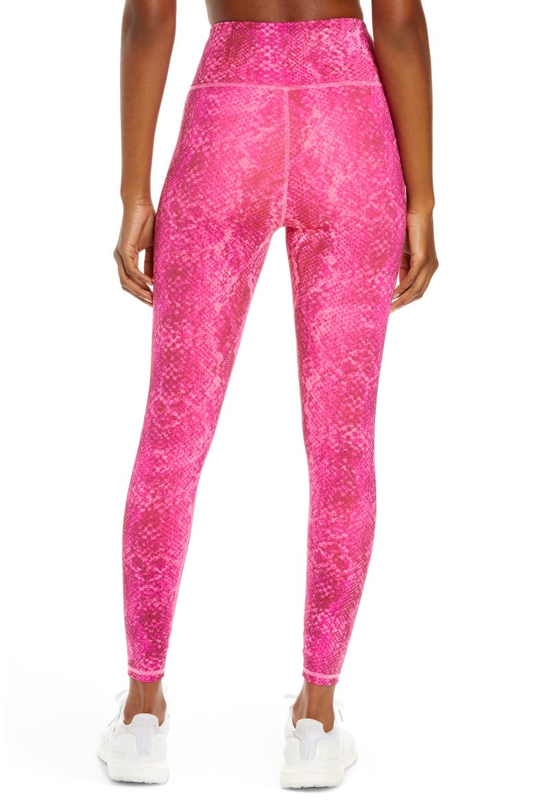 Snakeskin Print High Waist Leggings, Alternate, color, KNOCKOUT PINK