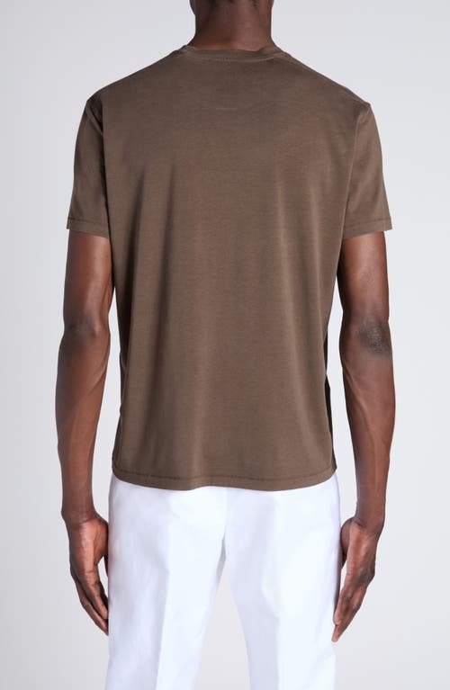 Tom Ford Regular Fit T-shirt In Lyocell And Cotton In Olive Green