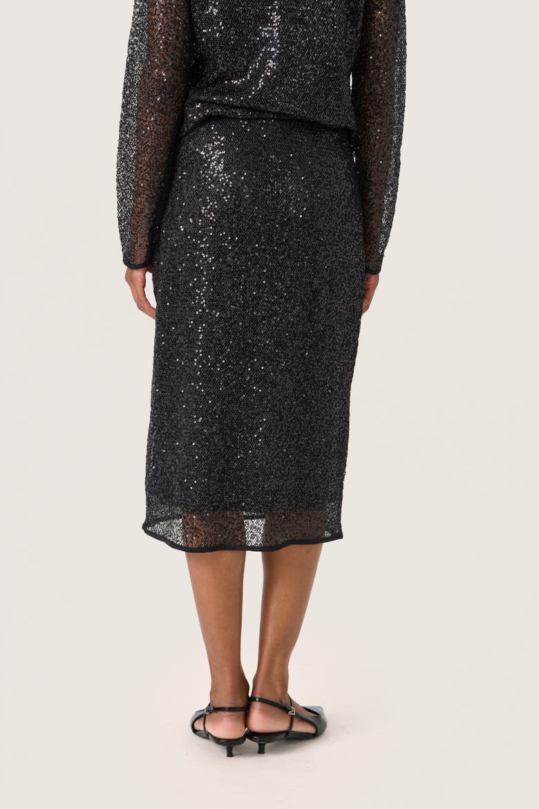 SLAdea Sequins Straight Fit Midi Skirt, Alternate, color, Black