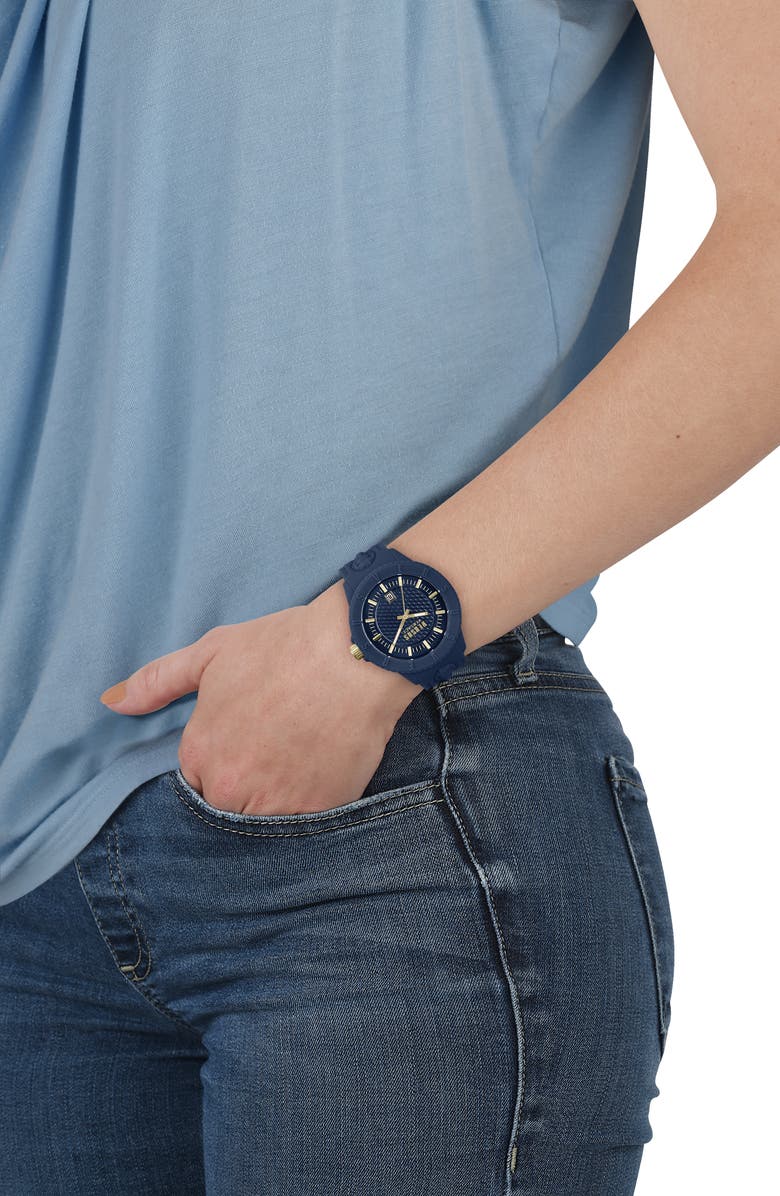 VERSUS Versace Women's Tokyo Pink Dial Silicone Strap Sport Watch, 42mm, Alternate, color, Blue