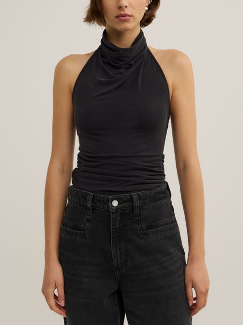High Neck Cowl Top