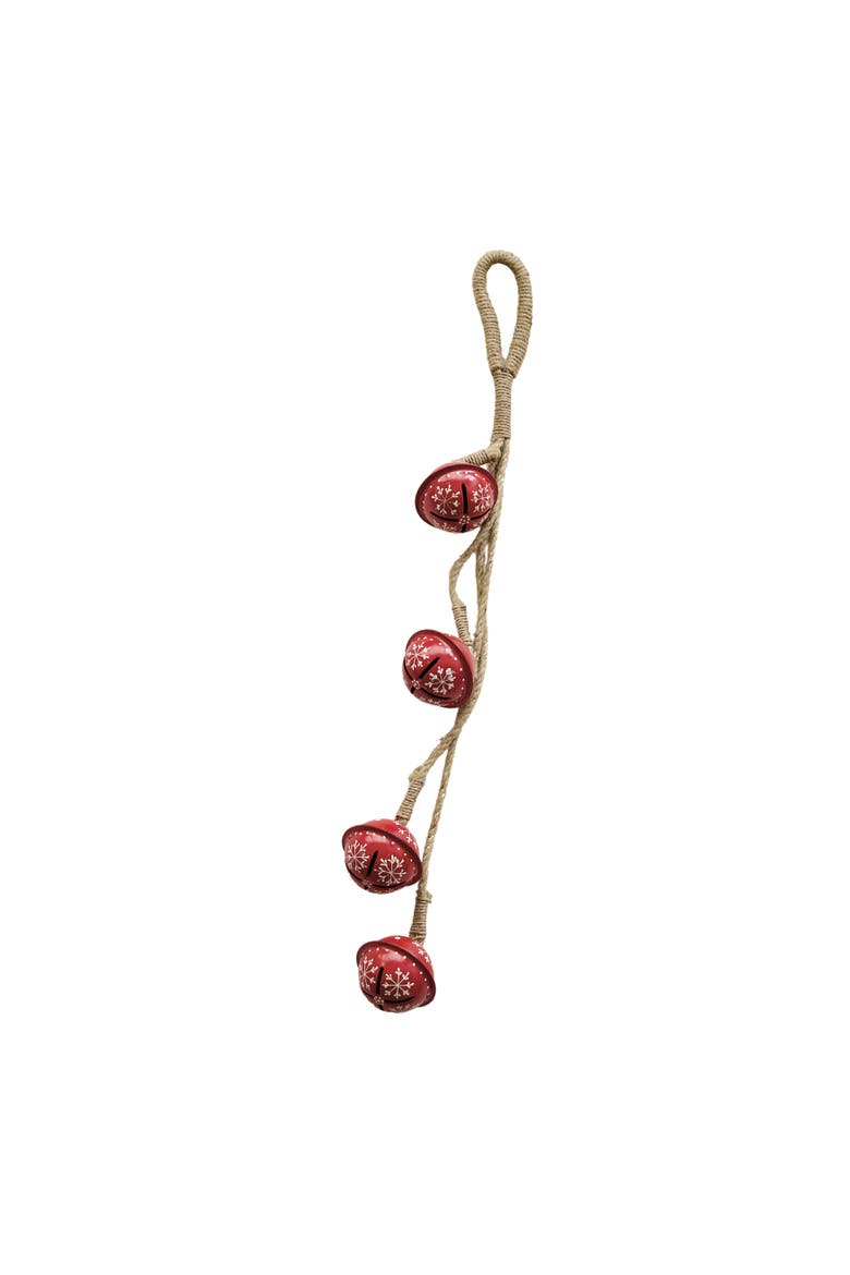 Artisan Iron Jingle Bell Cluster with Hand-Painted Detail, Main, color, Red and Gold