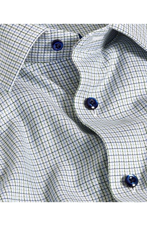 David Donahue Trim Fit Microcheck Textured Cotton Dobby Dress Shirt In Blue