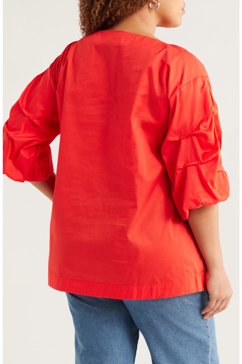 Balia Cotton Popover Top, Alternate, color, POPPY RED