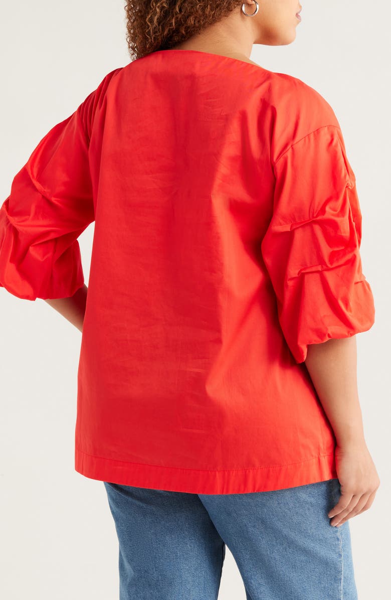 HARSHMAN Balia Cotton Popover Top, Alternate, color, Poppy Red