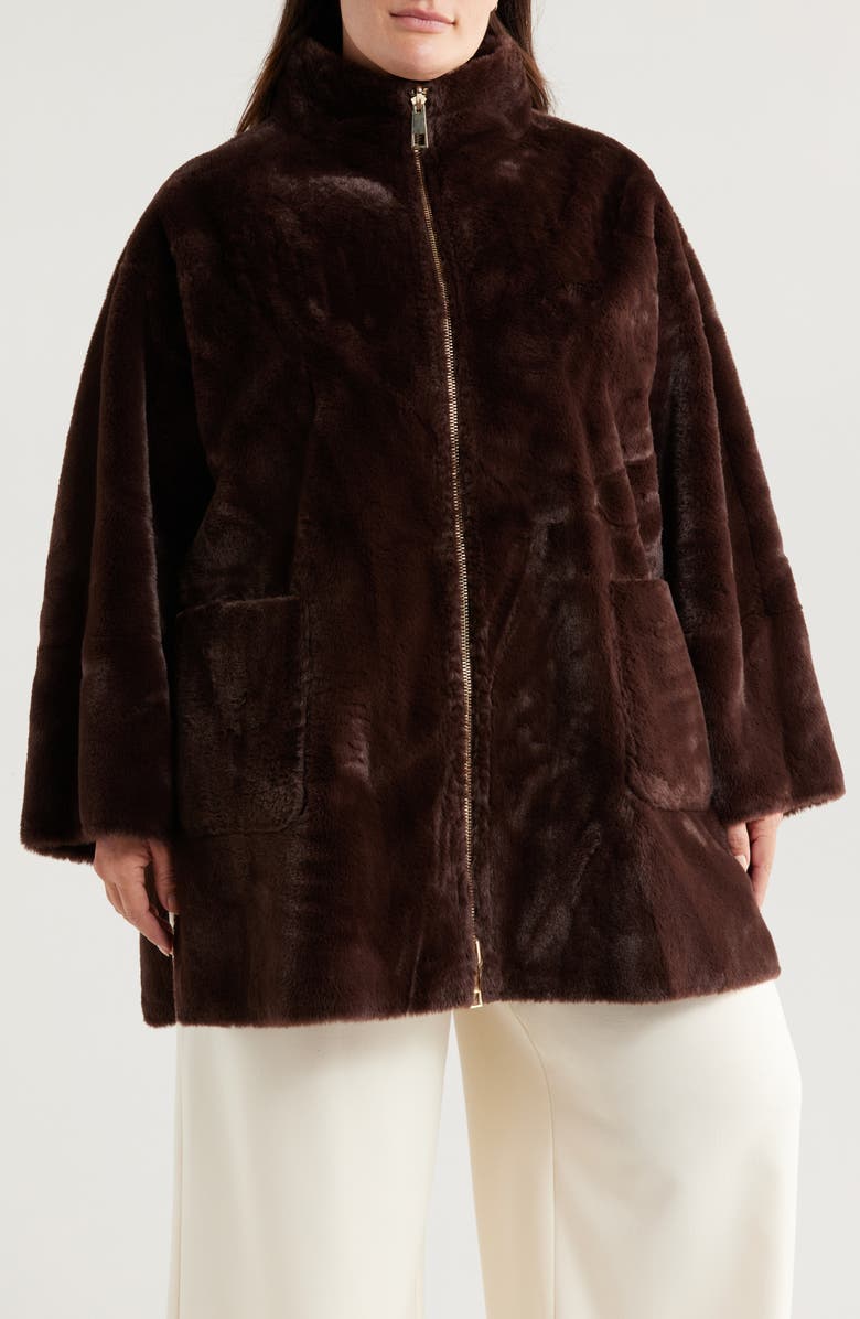 Marina Rinaldi Rodeo Reversible Faux Shearling Jacket, Alternate, color,