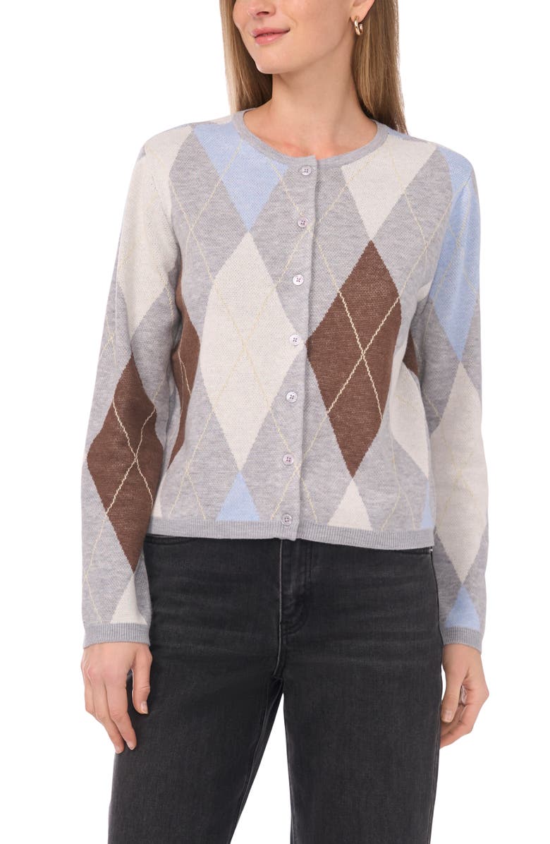 Halogen<sup>®</sup> Argyle Cardigan, Main, color, Light Heather Grey