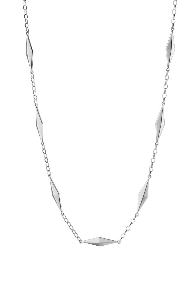Points North Geometric Station Necklace, Main, color, SILVER