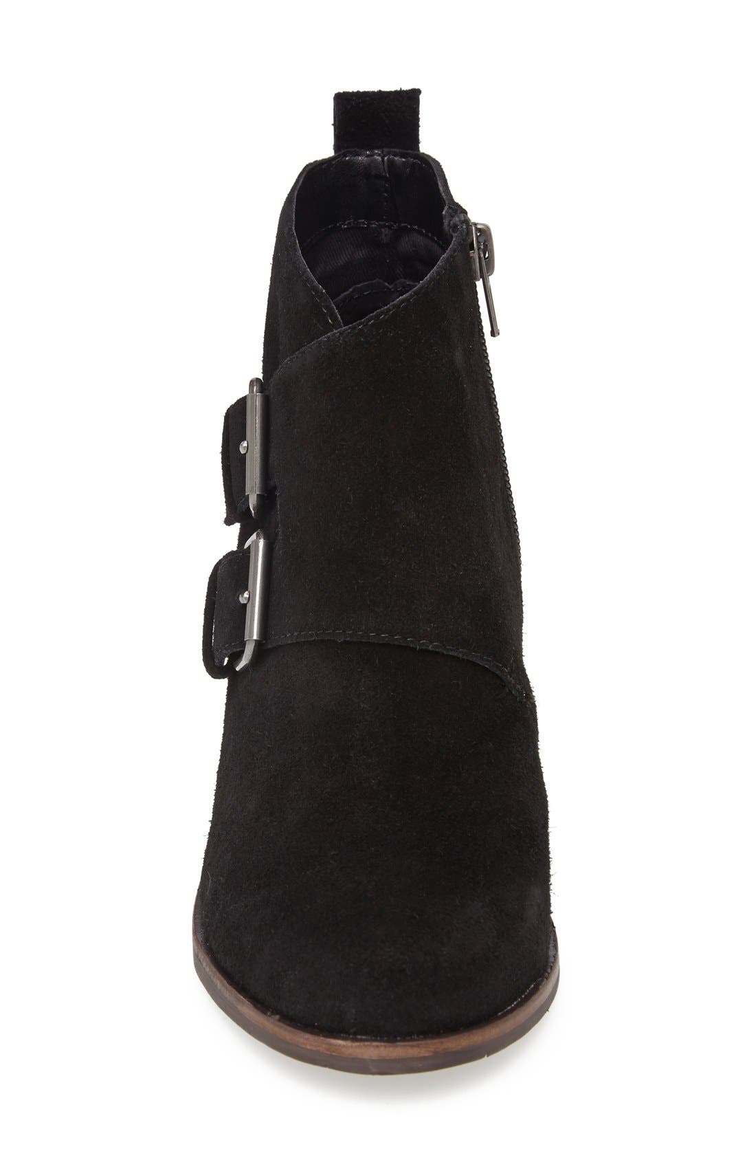 'Fabian' Monk Strap Wedge Bootie, Alternate, color, BLACK