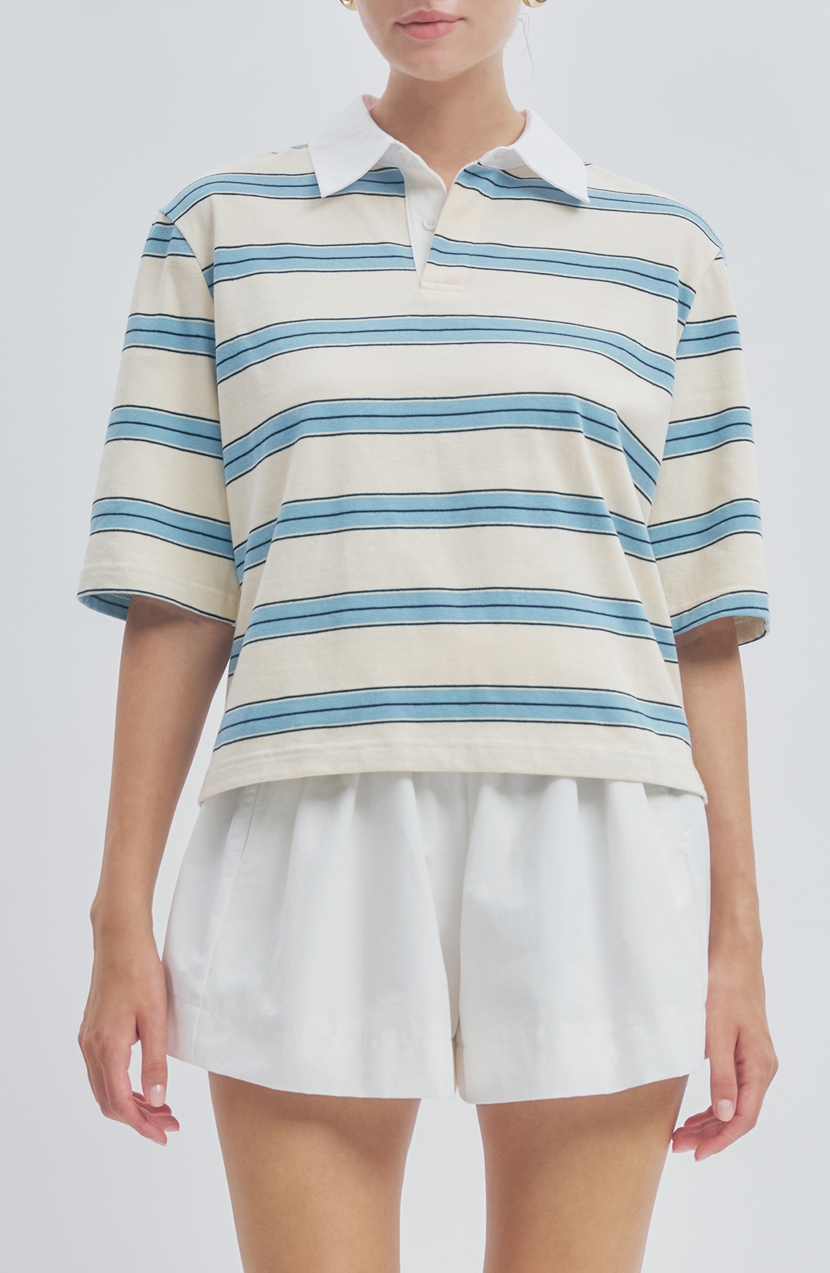 selected WHITE LIGHT BLUE STRIPE
