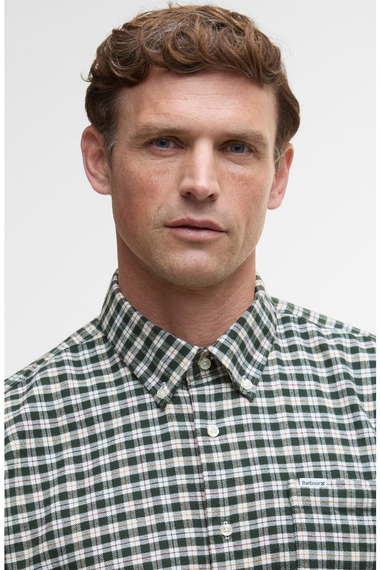 Colderham Regular Fit Brushed Checked Cotton Shirt, Alternate, color, FOREST