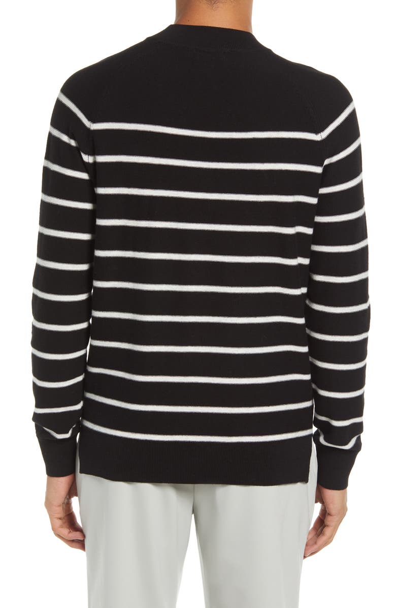 Open Edit Stripe Mock Neck Cotton Blend Sweater, Alternate, color, 