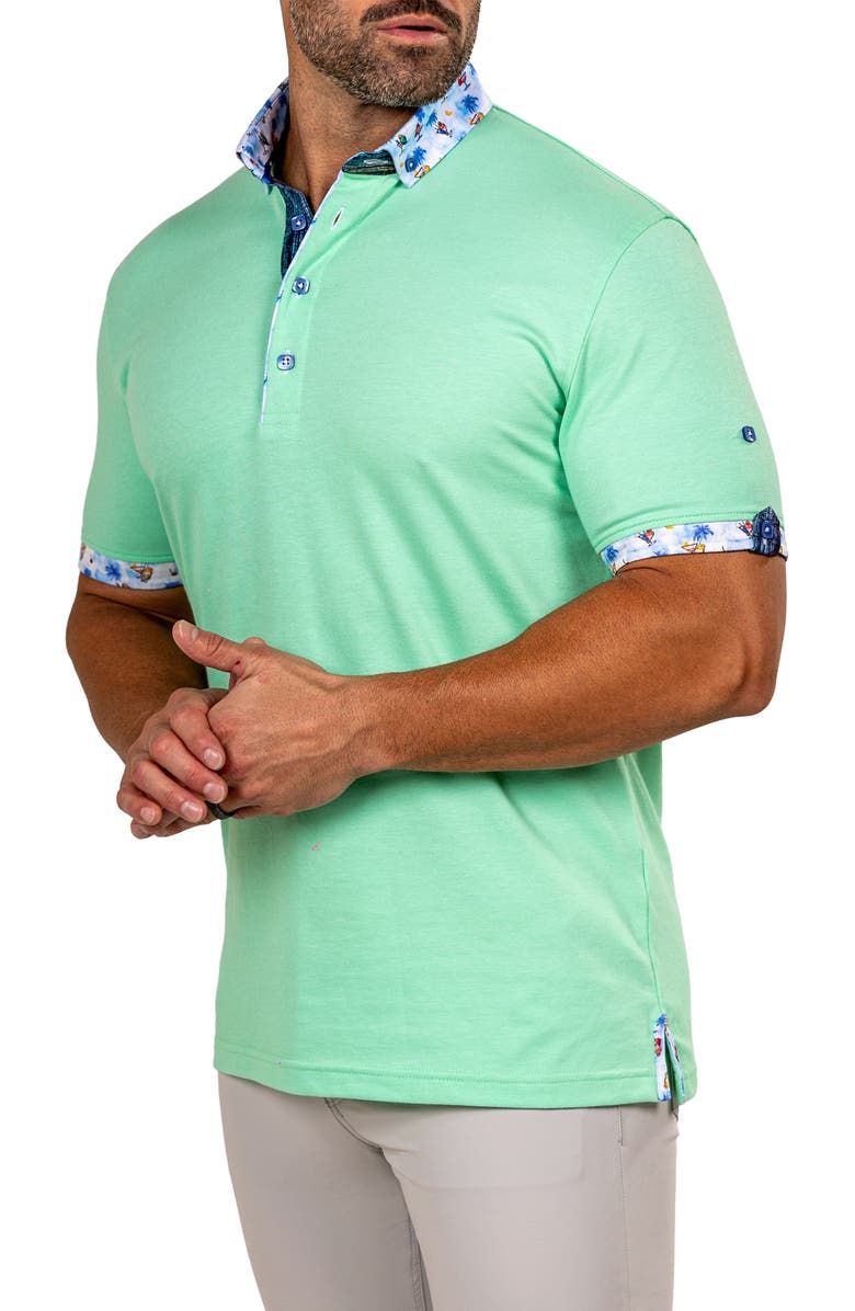 Maceoo Newton Marthyr0020 Green Button-Down Piqué Polo, Alternate, color, Green
