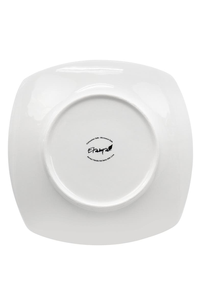Elama 12 Piece Square Porcelain Large Dinner Plates, Alternate, color, White