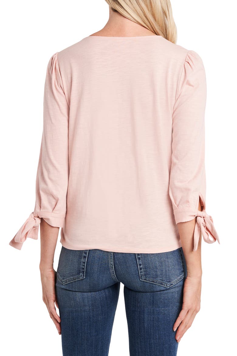 Tie Sleeve V-Neck Knit Top, Alternate, color, KITTEN PINK