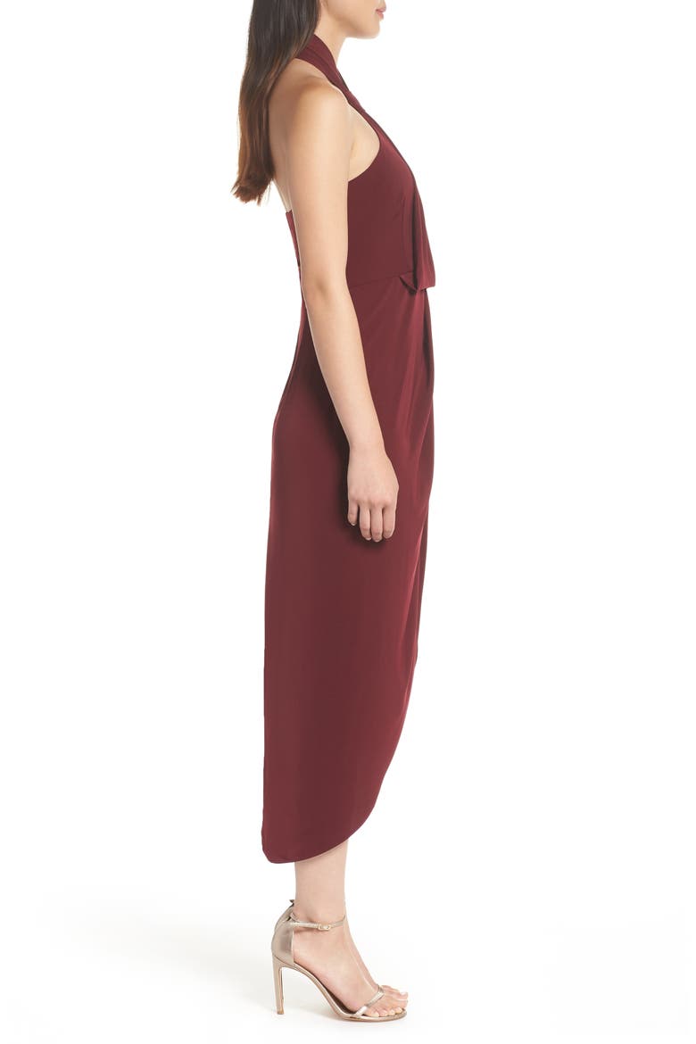 Knotted Tulip Hem Gown, Alternate, color, BURGUNDYDNU