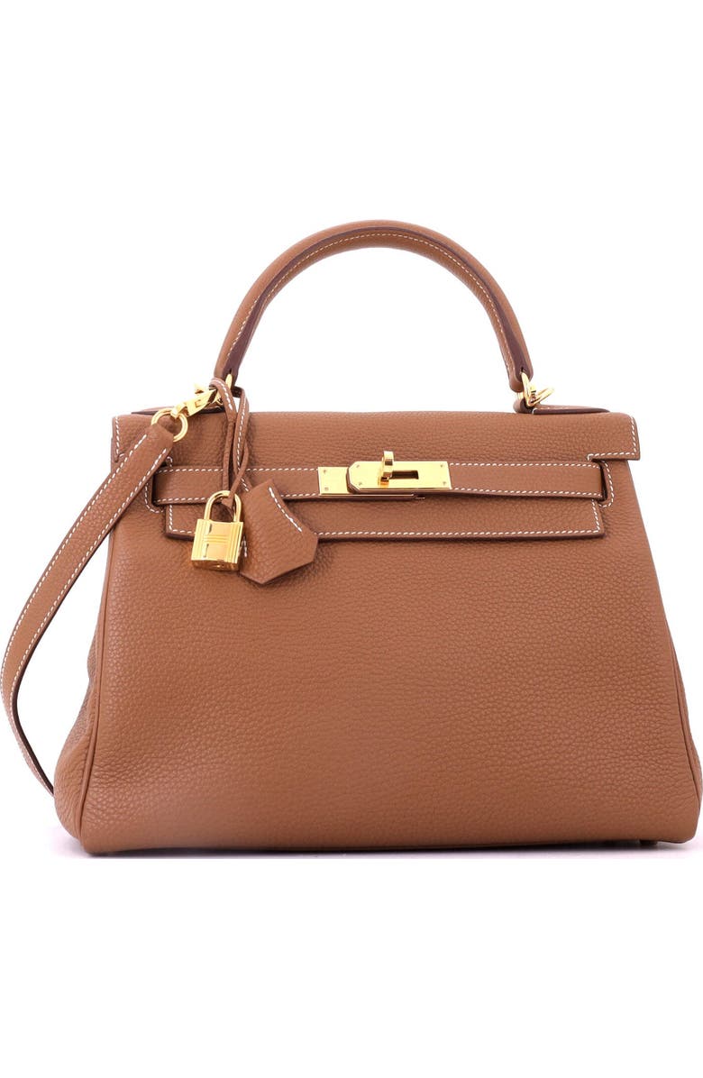 Pre-Owned Hermes Kelly Handbag Brown Togo with Gold Hardware 28, Alternate, color, Gold