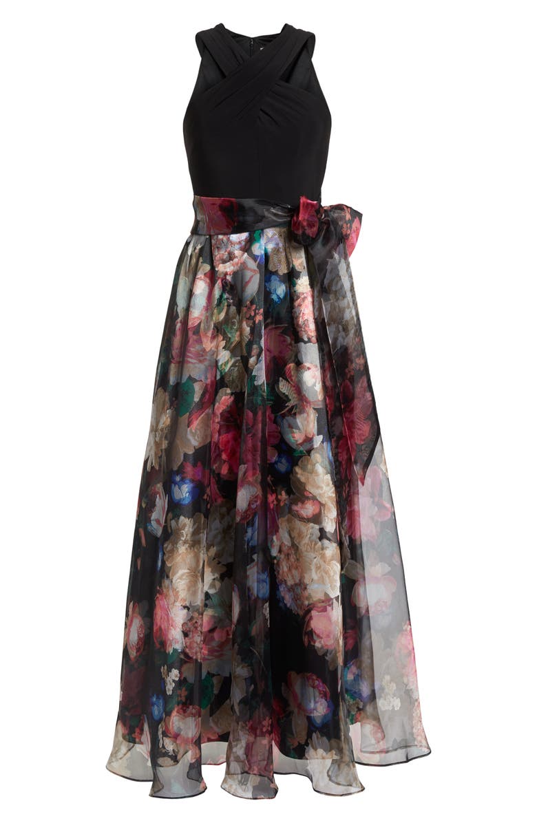 Eliza J Twist Neck Organza Ballgown, Alternate, color, 