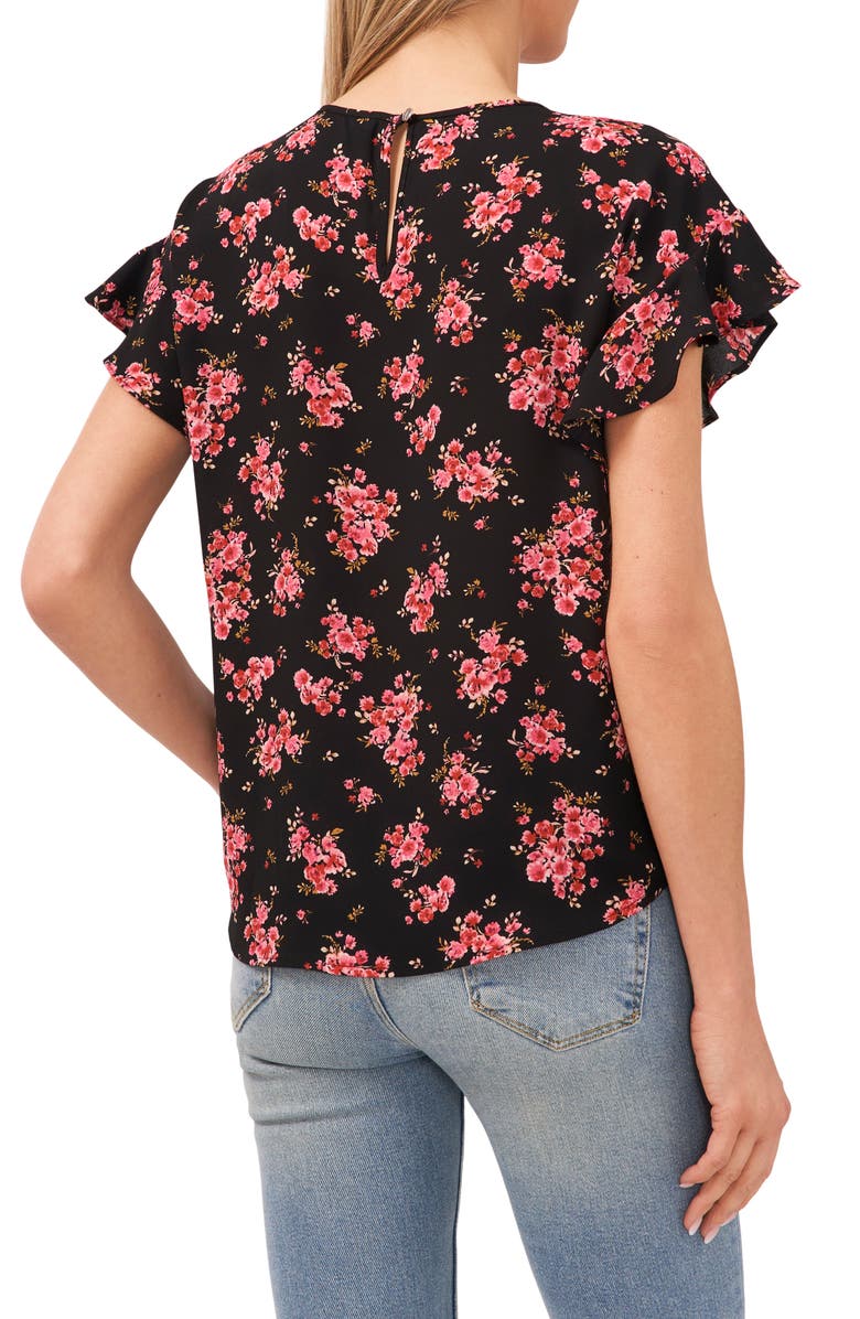 CeCe Blooming Romance Flutter Sleeve Top, Alternate, color, 