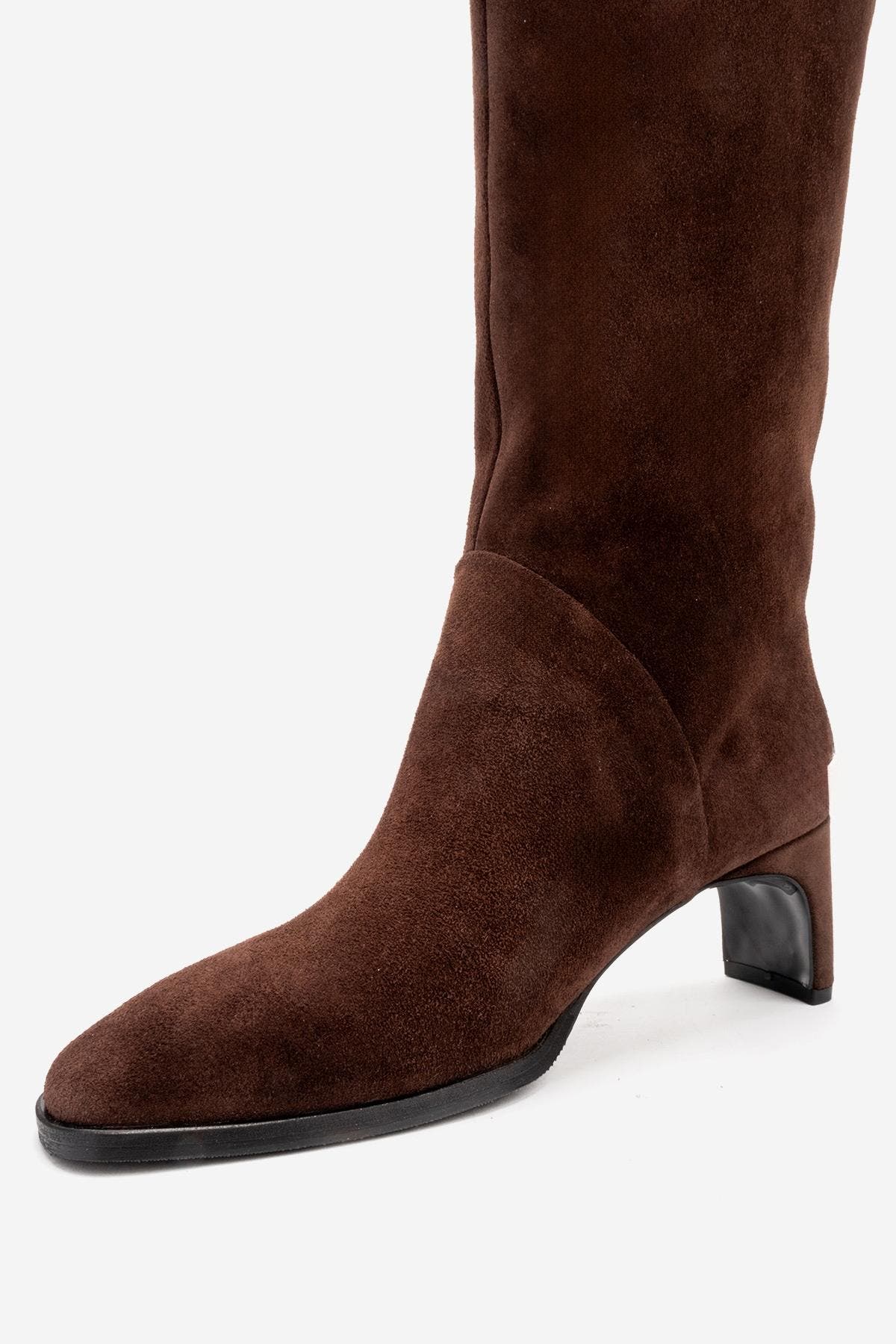 Taly Leather Block Heel Knee High Boot, Alternate, color, Brown Suede