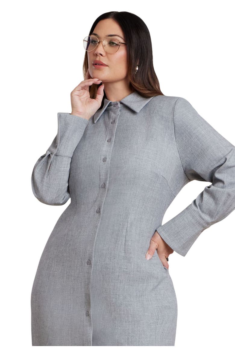 Collared Midi Dress, Alternate, color, HEATHER GREY