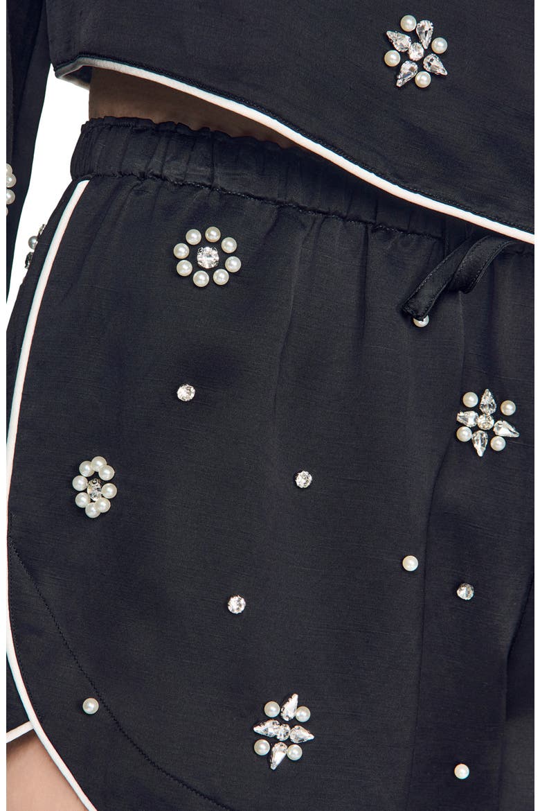 Beaded and rhinestone shorts, Alternate, color, Black