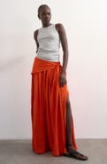 Topshop Sash Tie Crinkle Maxi Skirt