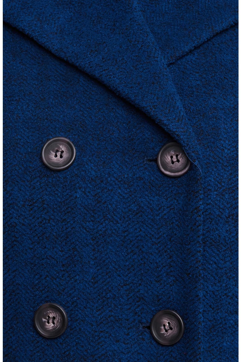 Homeland Herringbone Double Breasted Coat, Alternate, color, NAVY