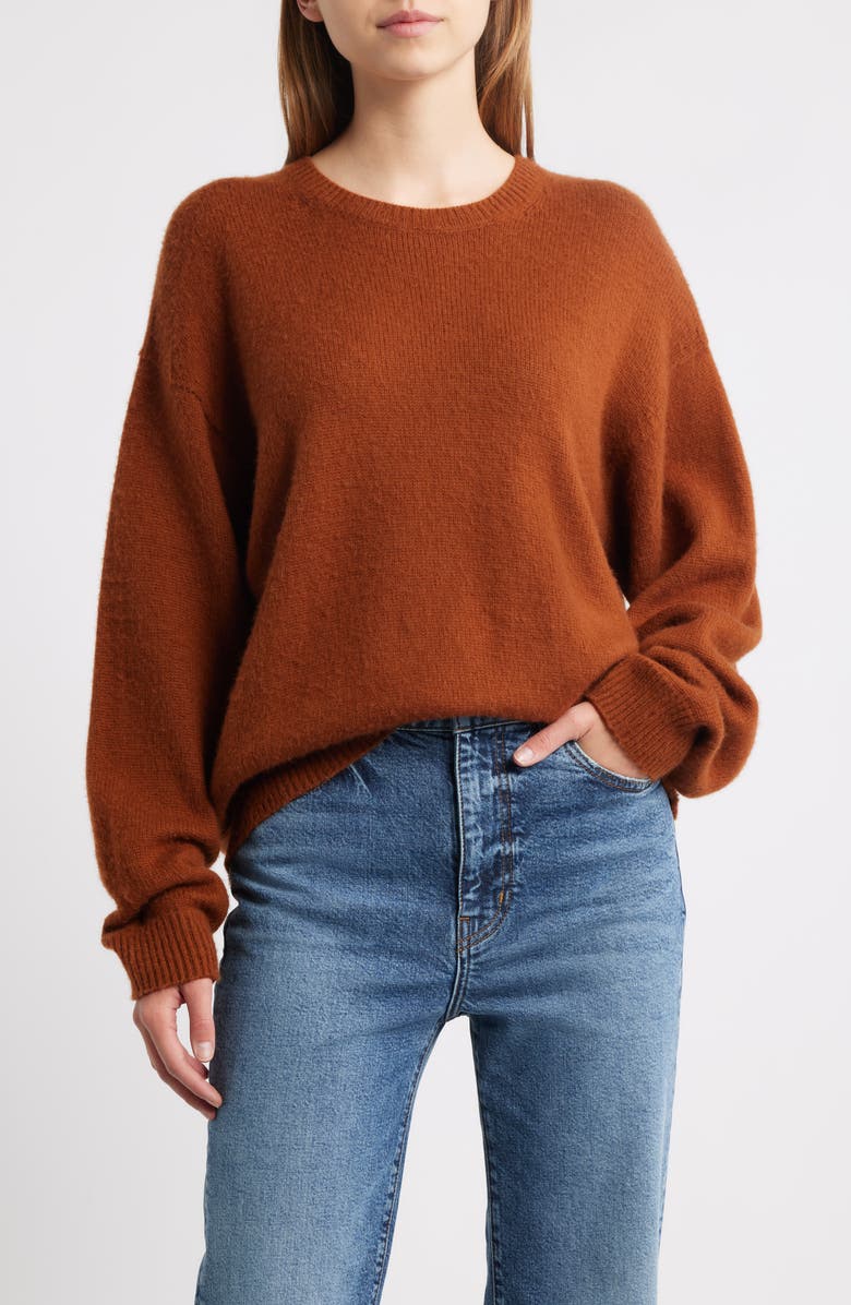 FRAME The Cashmere Brushed Sweater, Main, color, Rust