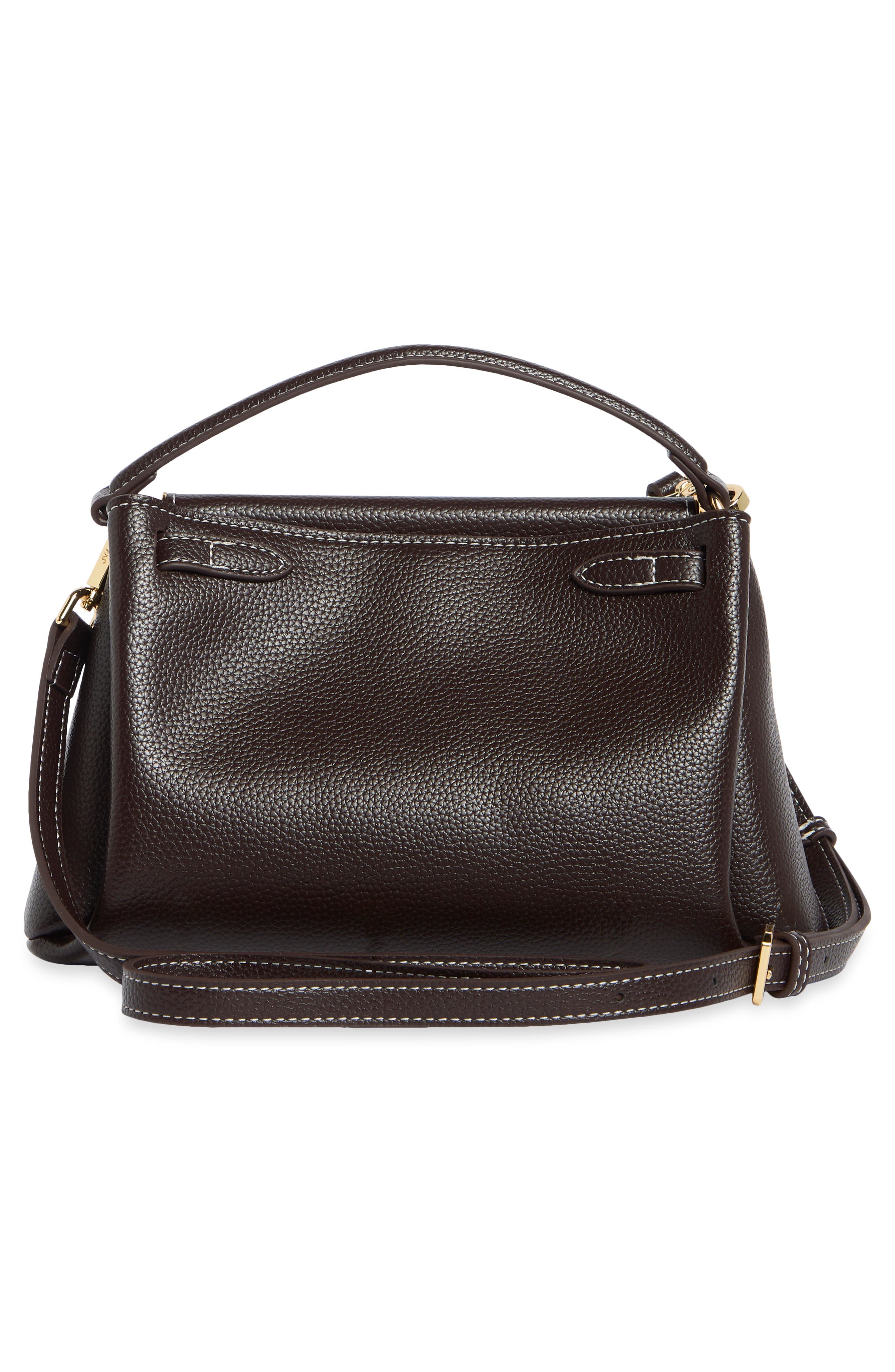 Carmen Faux Leather Top Handle Bag, Alternate, color, DARK BROWN