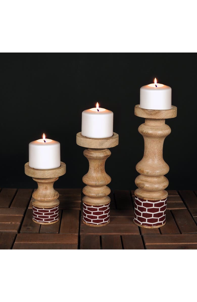 Mela Artisans Gramercy Red Pillar Candleholder Set, Alternate, color, Red