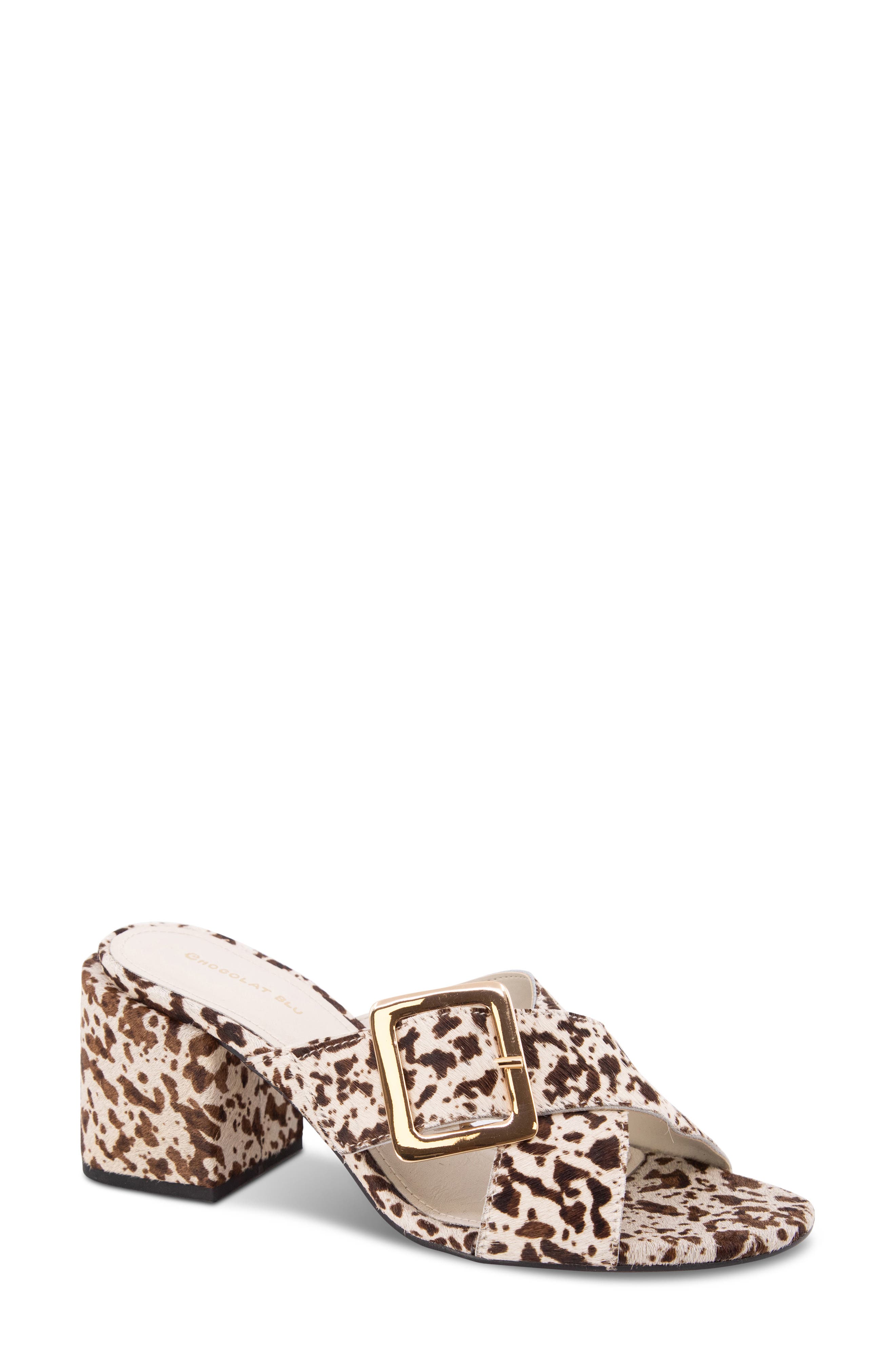 Chocolat Blu Eiko Block Heel Sandal, Main, color, White Cheetah Calf Hair