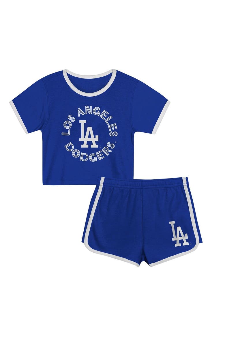 Outerstuff Girls Preschool Royal Los Angeles Dodgers Double Run T-Shirt & Shorts Set, Main, color, 