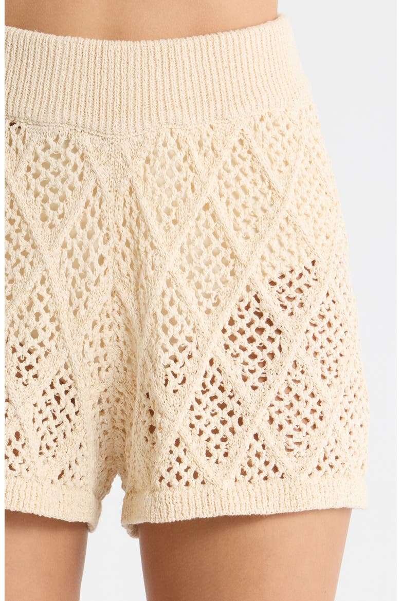 Openwork Knit Cover-Up Shorts, Alternate, color, NATURAL