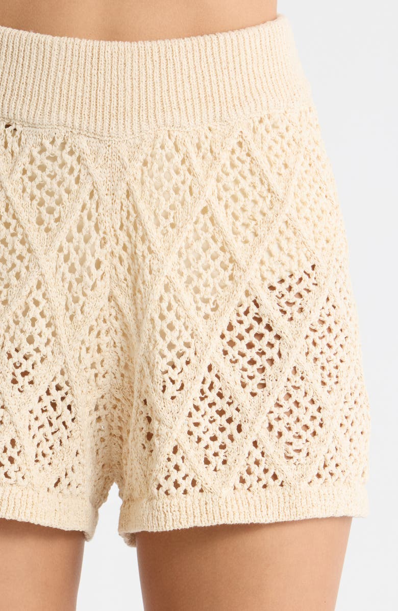 Elan Openwork Knit Cover-Up Shorts, Alternate, color, Natural