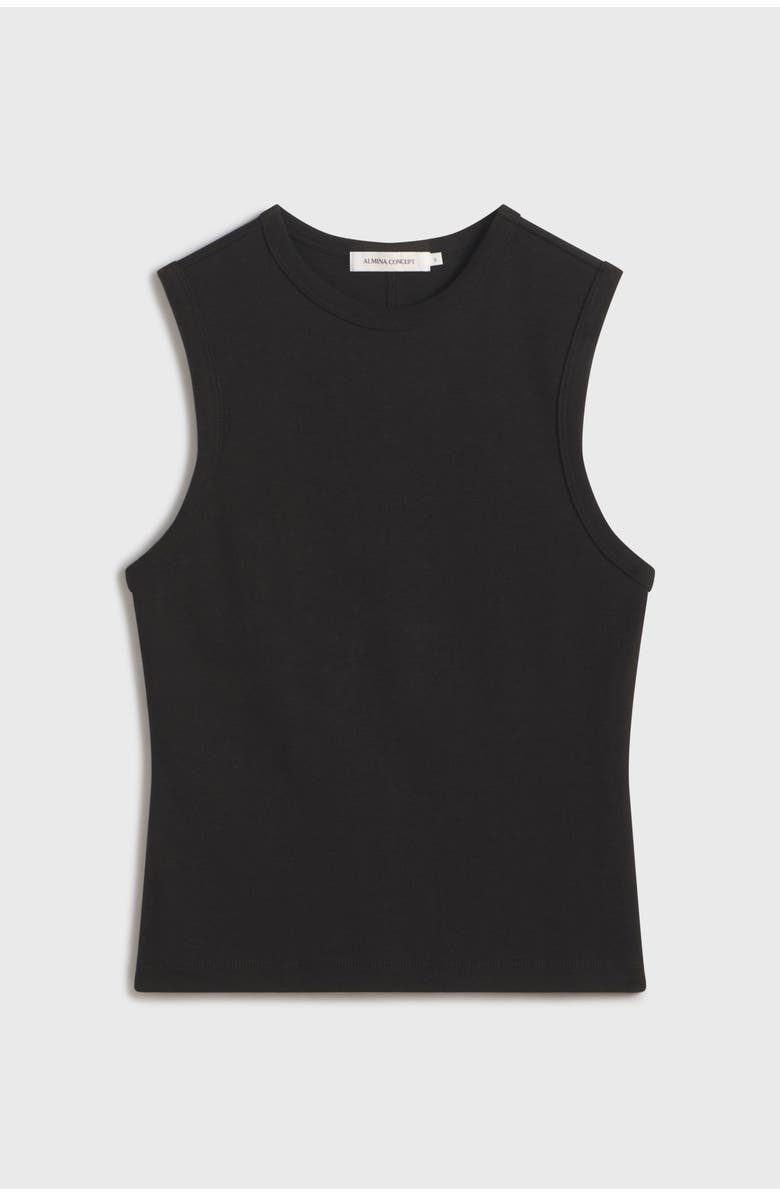 Almina Concept Classic Round Neck Tank, Alternate, color, Black