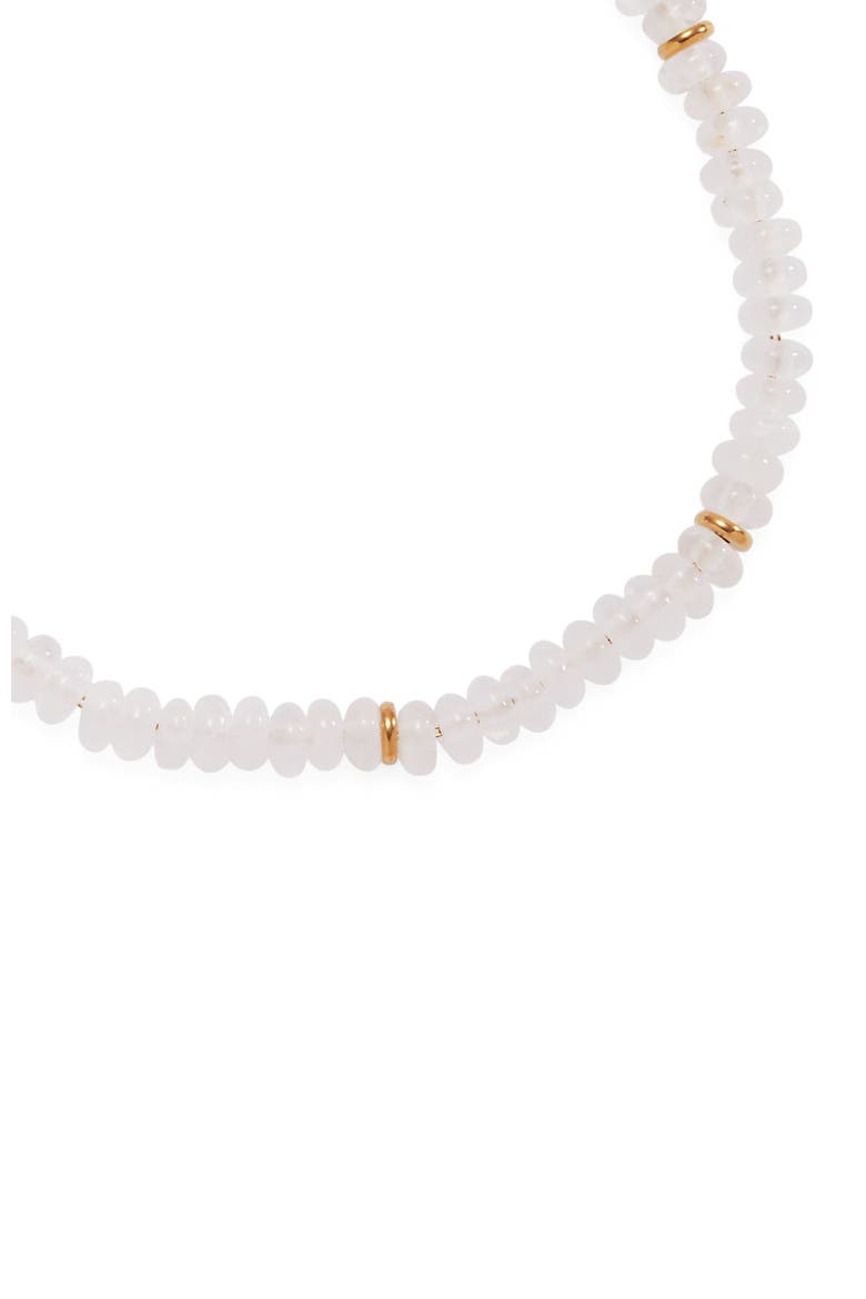 Clear Quartz Semi-Precious Beaded Anklet, Alternate, color, White/ Gold