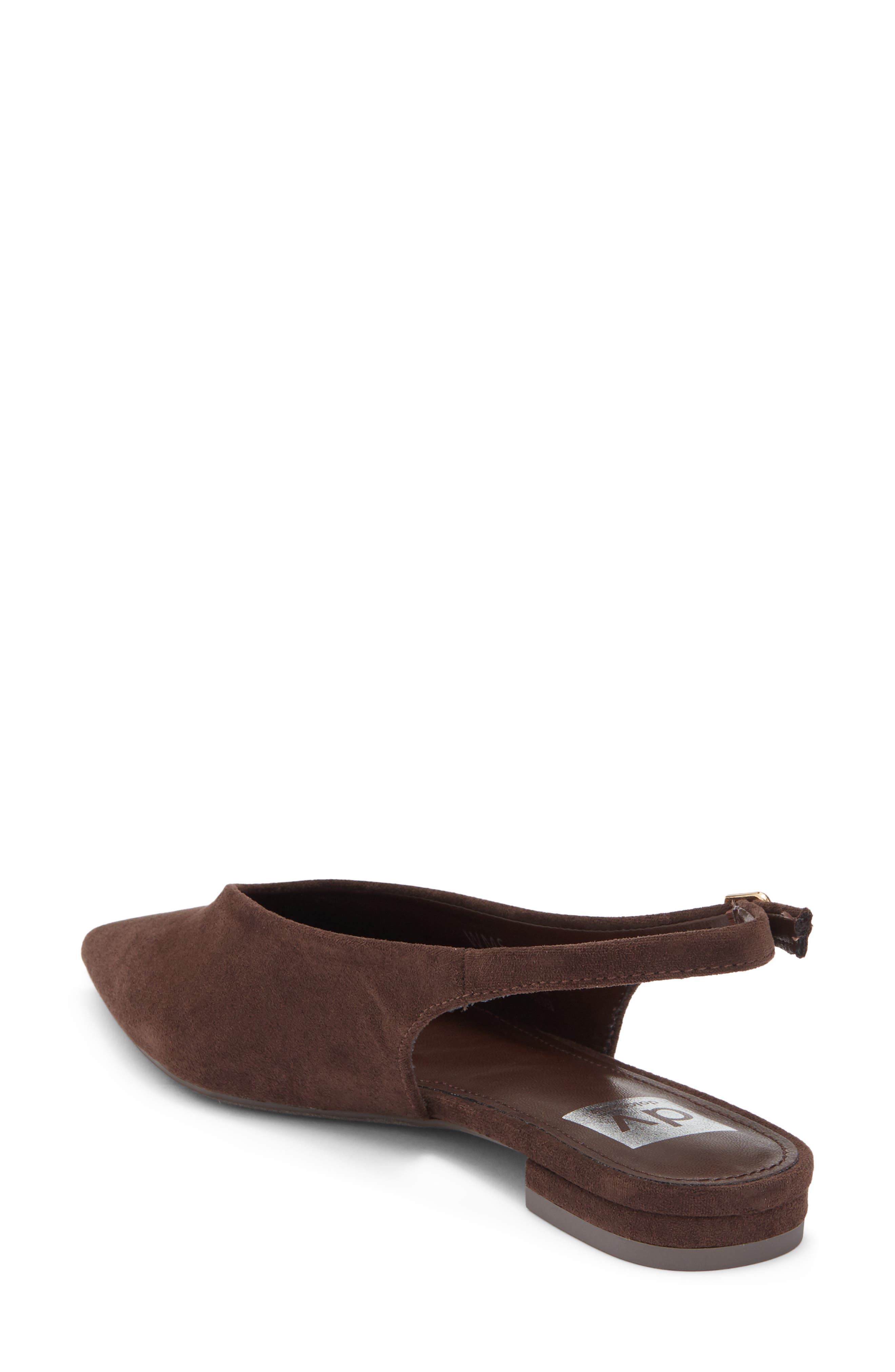 Empress Pointed Toe Slingback Flat, Alternate, color, BROWN FAUX SUEDE