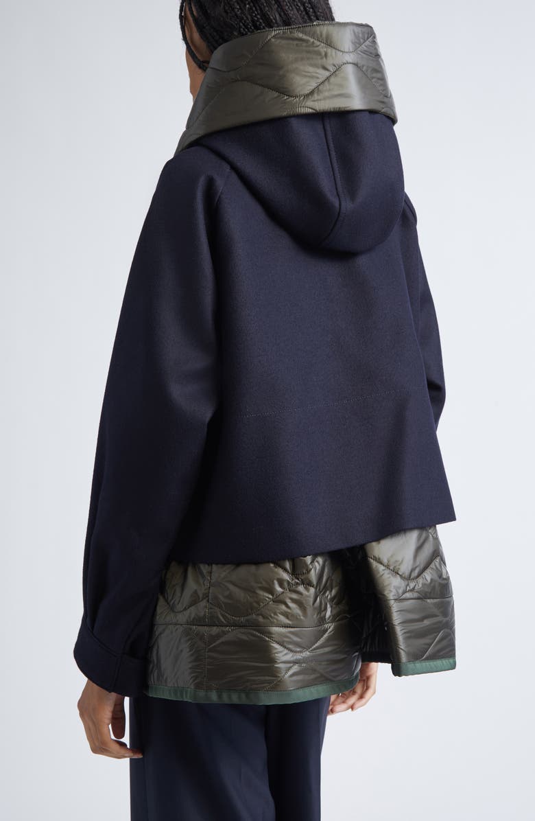 Sacai Mixed Media Blouson Jacket, Alternate, color, Navy/ Khaki