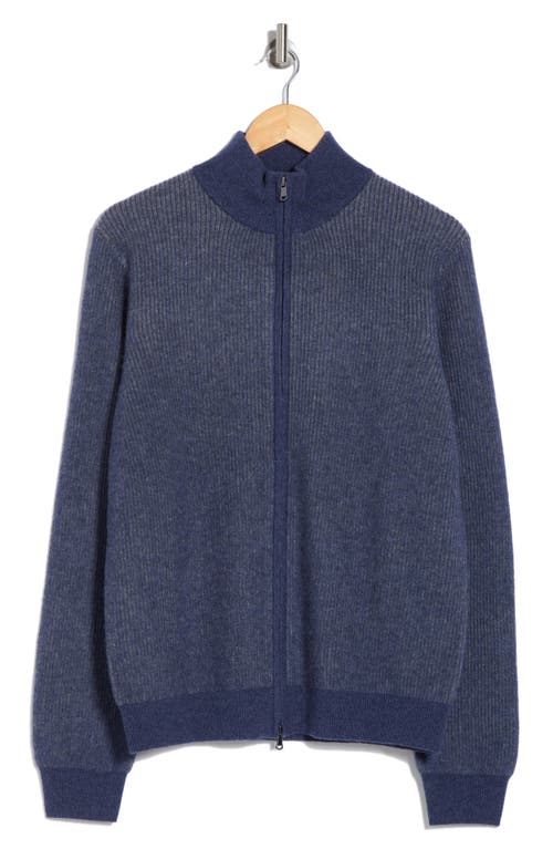 Amicale Rib Cashmere Zip Jacket In Blue