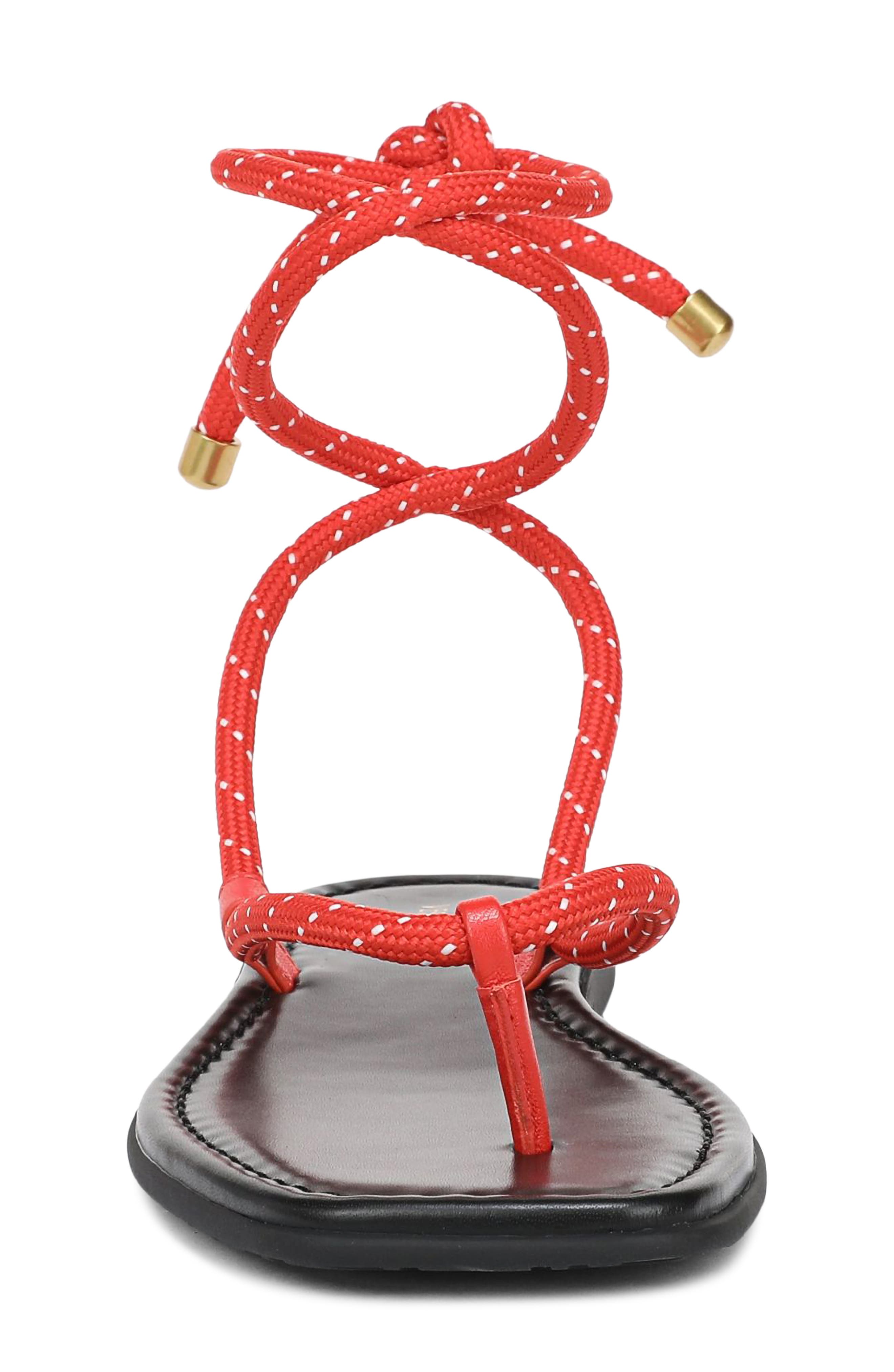 Carmina Ankle Wrap Sandal, Alternate, color, FLAME RED
