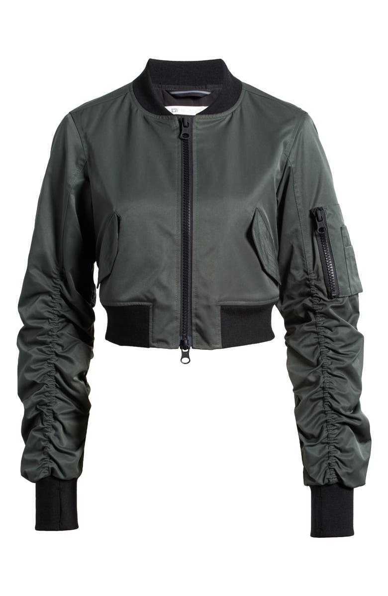 Blanc Noir Bombardier Crop Bomber Jacket, Alternate, color, Dark Forest