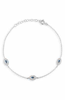 GLAZE JEWELRY Cubic Zirconia Evil Eye Station Chain Anklet