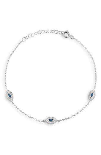 GLAZE JEWELRY Cubic Zirconia Evil Eye Station Chain Anklet