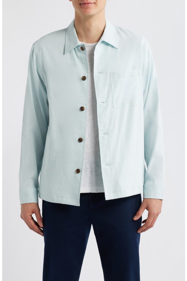 Linen Blend Overshirt Jacket, Main, color, DARK ICY DEW