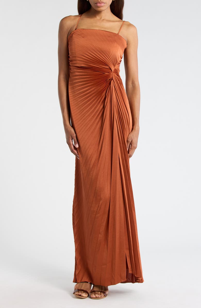 A.L.C. Layla Strapless Pleated Gown, Alternate, color, Red Rock